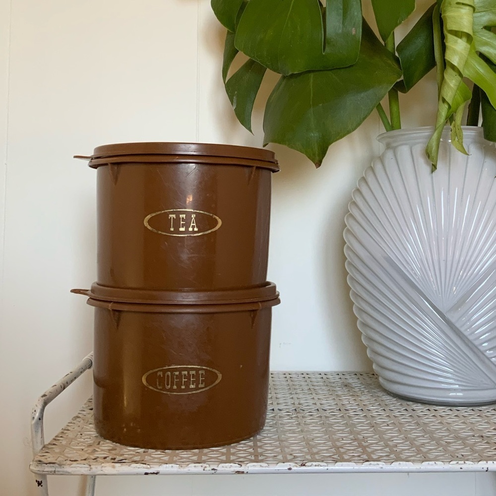Vintage Tupperware tea and coffee canister set made in Canada